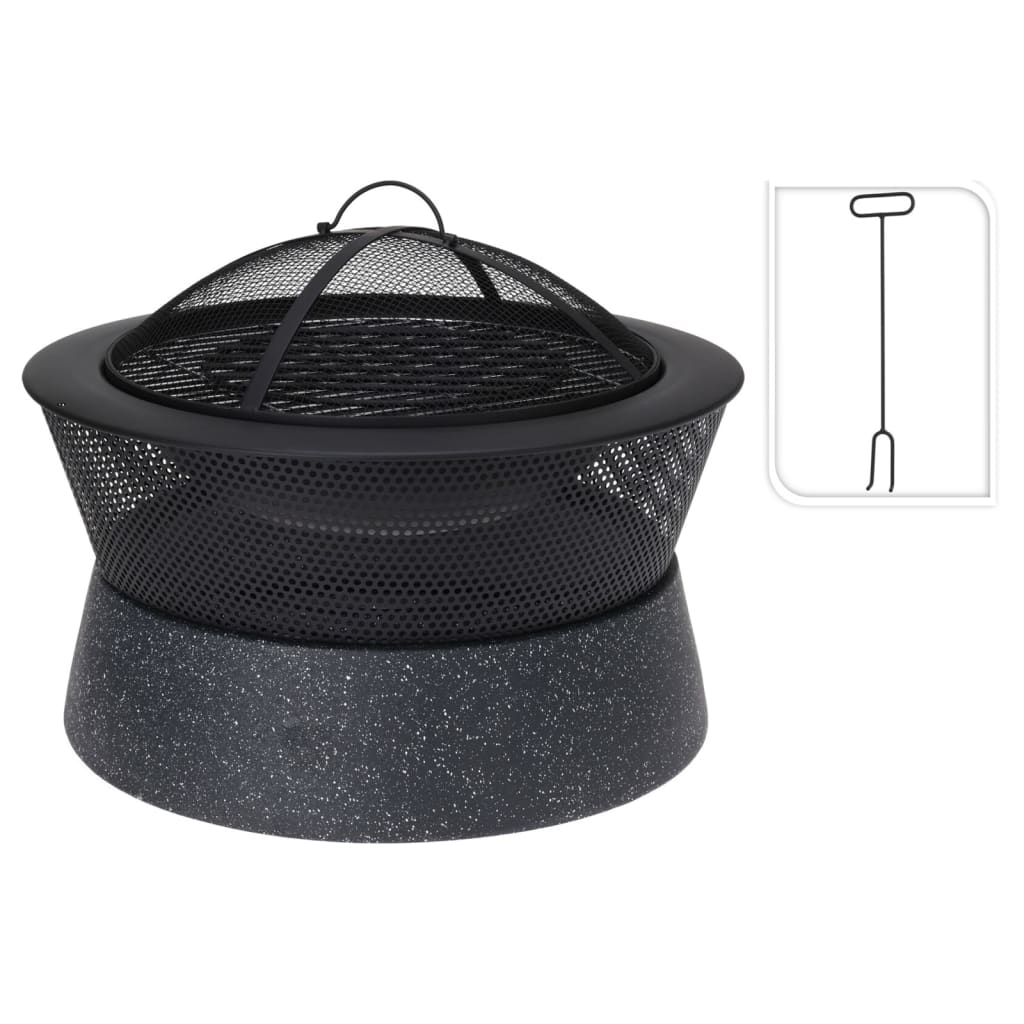 Progarden progarden fire bowl with grill around 54.5x54.5x38 cm black