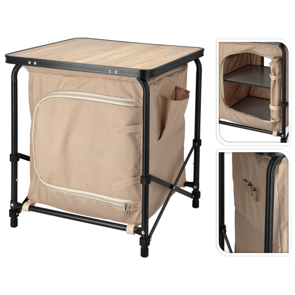 Redcliffs Camping Table With Cabinet 48x48X53.5 CM Beige