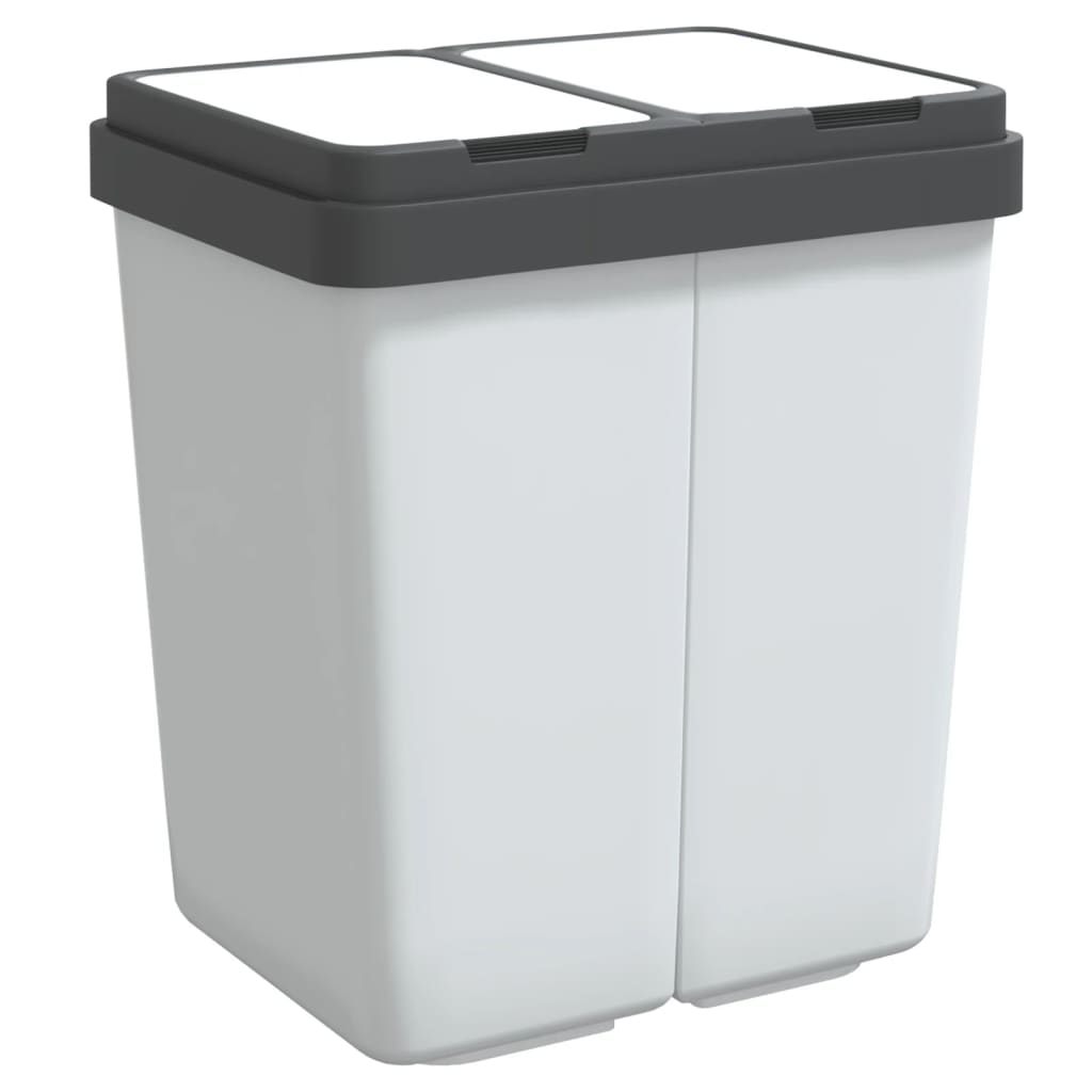 Vidaxl Garbage Can Double 2x25 L White