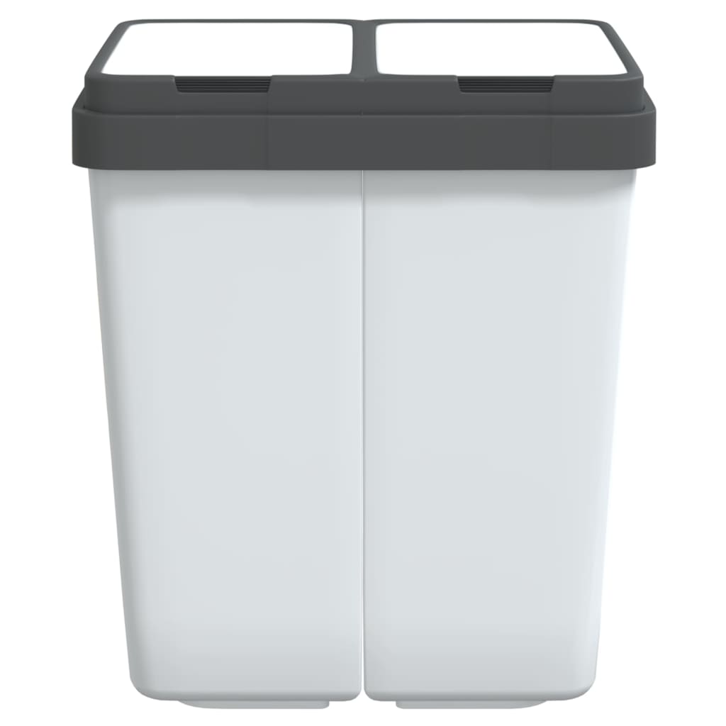 Vidaxl Garbage Can Double 2x25 L White