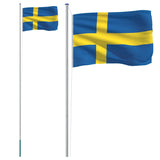 Vidaxl Fändel mat Flagpole Schweden 6,23 m Aluminium