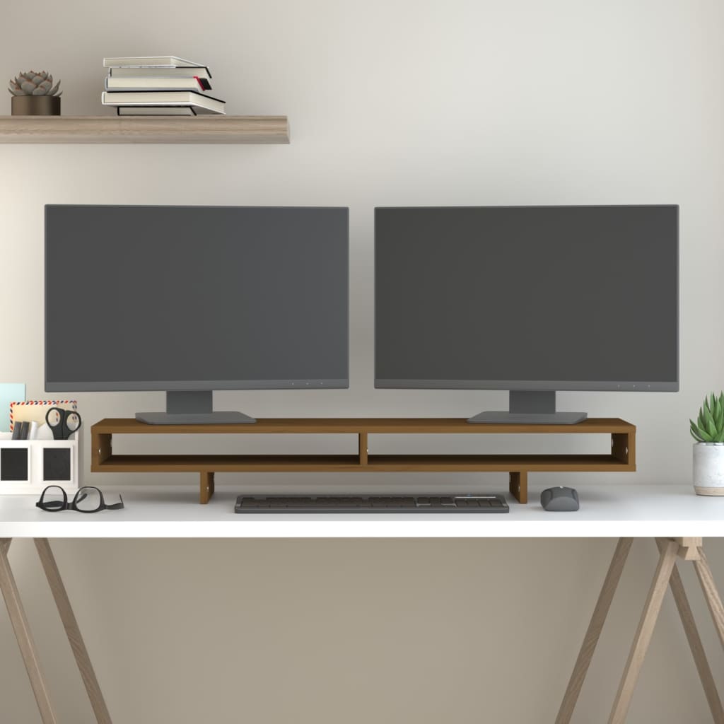 Vidaxl Monitor Standard 100x27x14 cm Trdni borov medu rjava