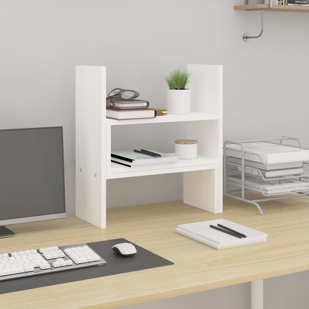 Stand Vidaxl Monitor (39-72) x17x43 cm pevná borovice bílá