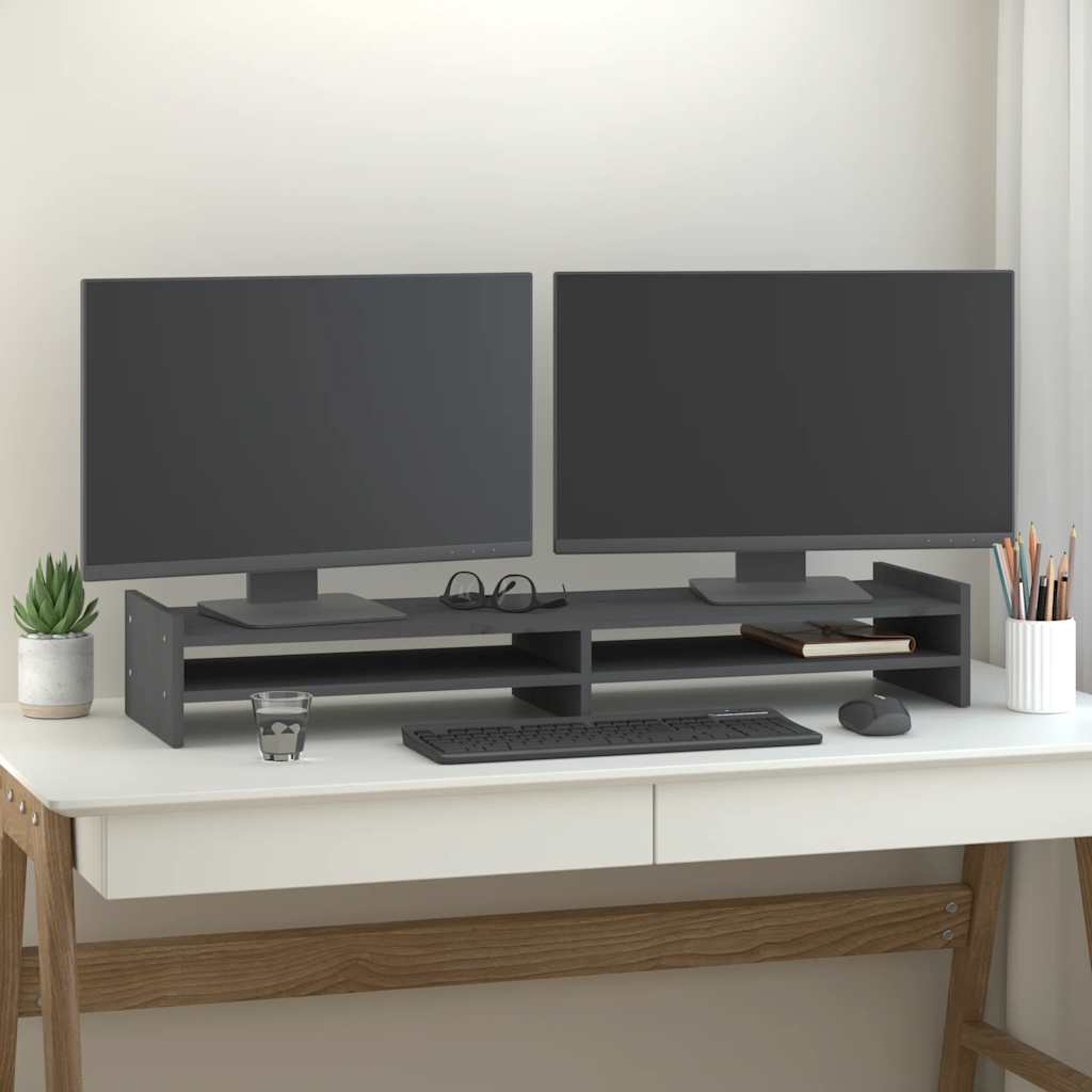 Vidaxl Monitor Standard 100x27x15 cm pevná borovice šedá