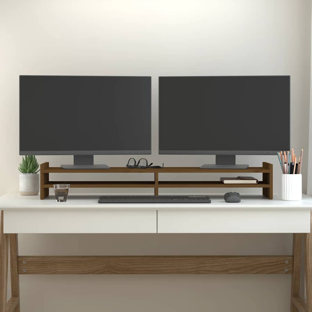 Vidaxl Monitor Standard 100x27x15 cm pevná borovice med hnědá