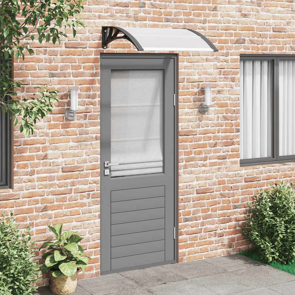 Canoppa per porte Vidaxl 80x75 cm in policarbonato nero e trasparente