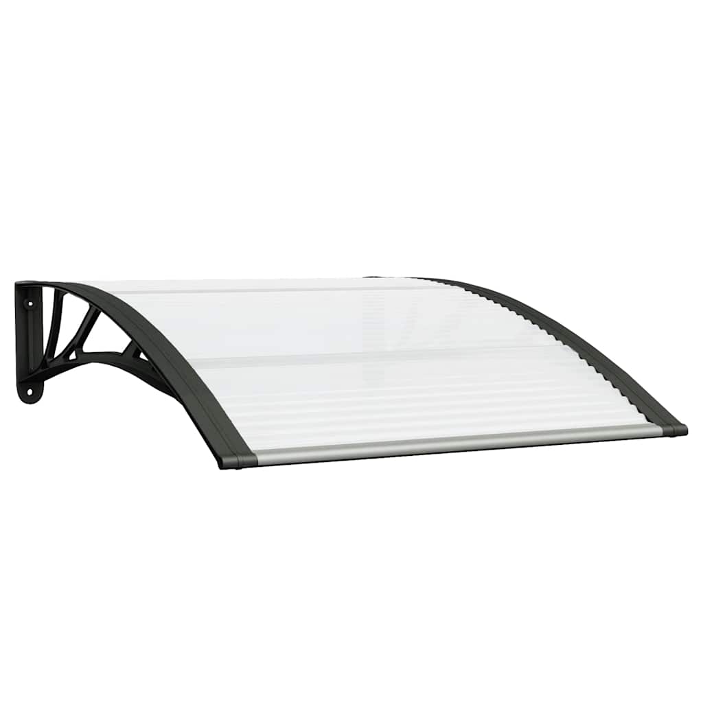 Canoppa per porte Vidaxl 100x75 cm in policarbonato nero e trasparente
