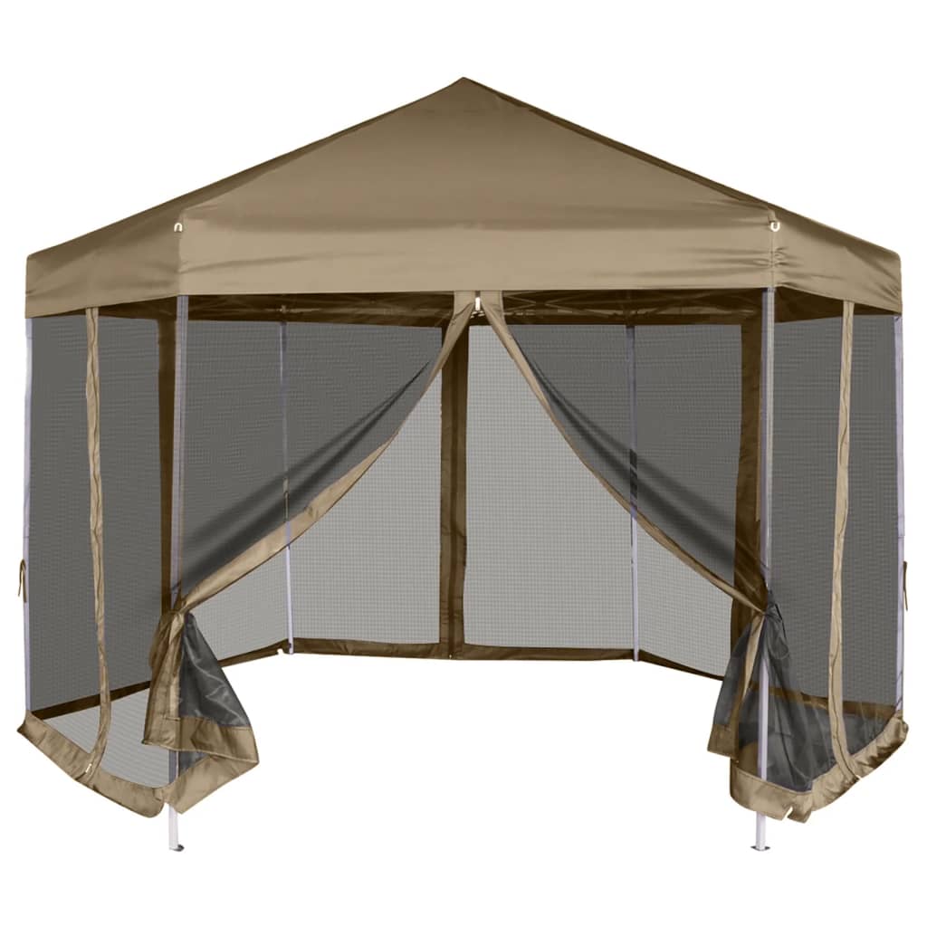 Stan Vidaxl Party se stěnami Hexagonal 3,6x3,1 m Taupe 220 g m²