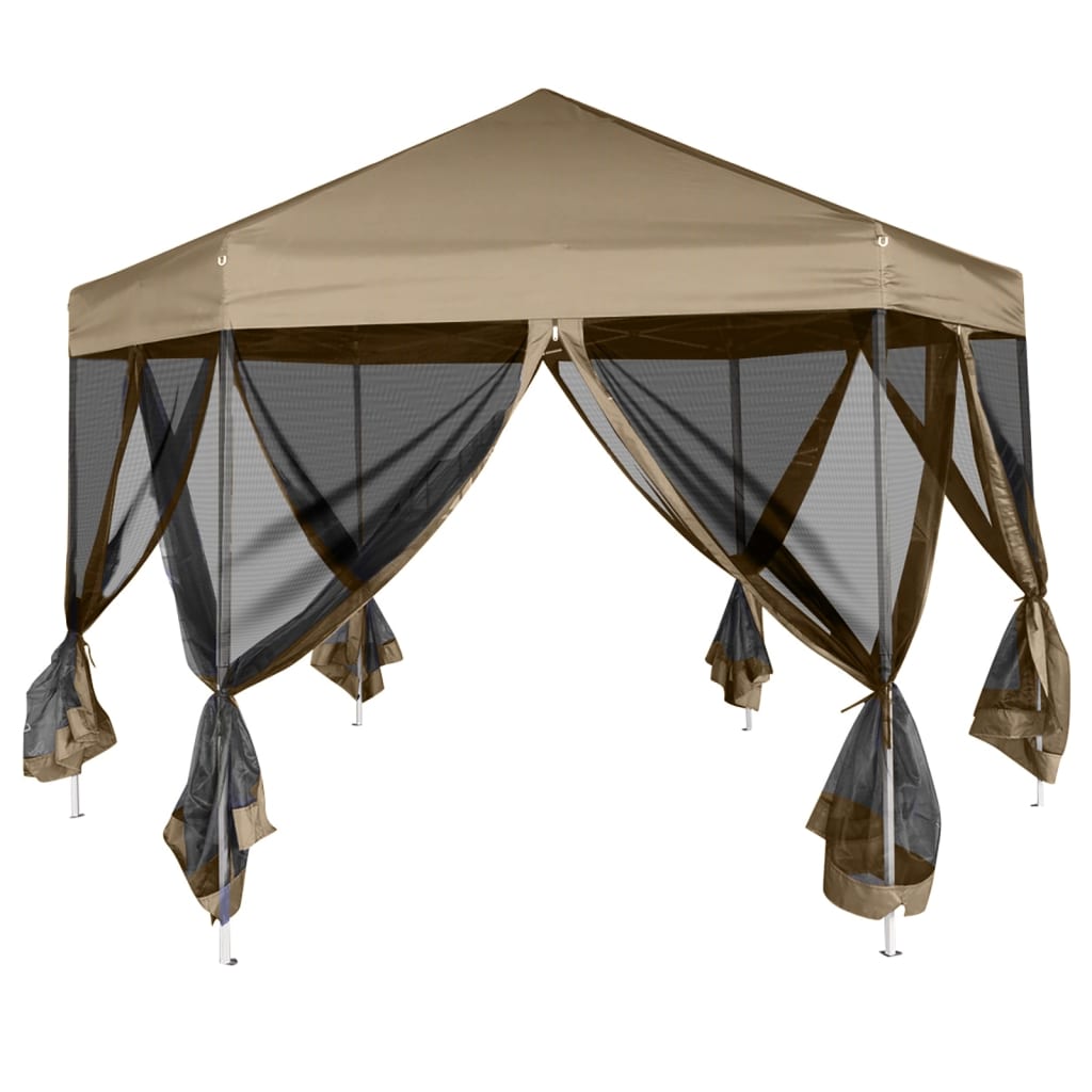 Stan Vidaxl Party se stěnami Hexagonal 3,6x3,1 m Taupe 220 g m²