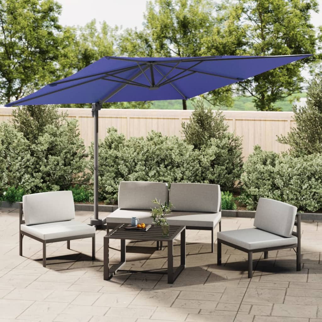 Vidaxl plavajoči parazol z LED osvetlitvijo 400x300 cm azure modra