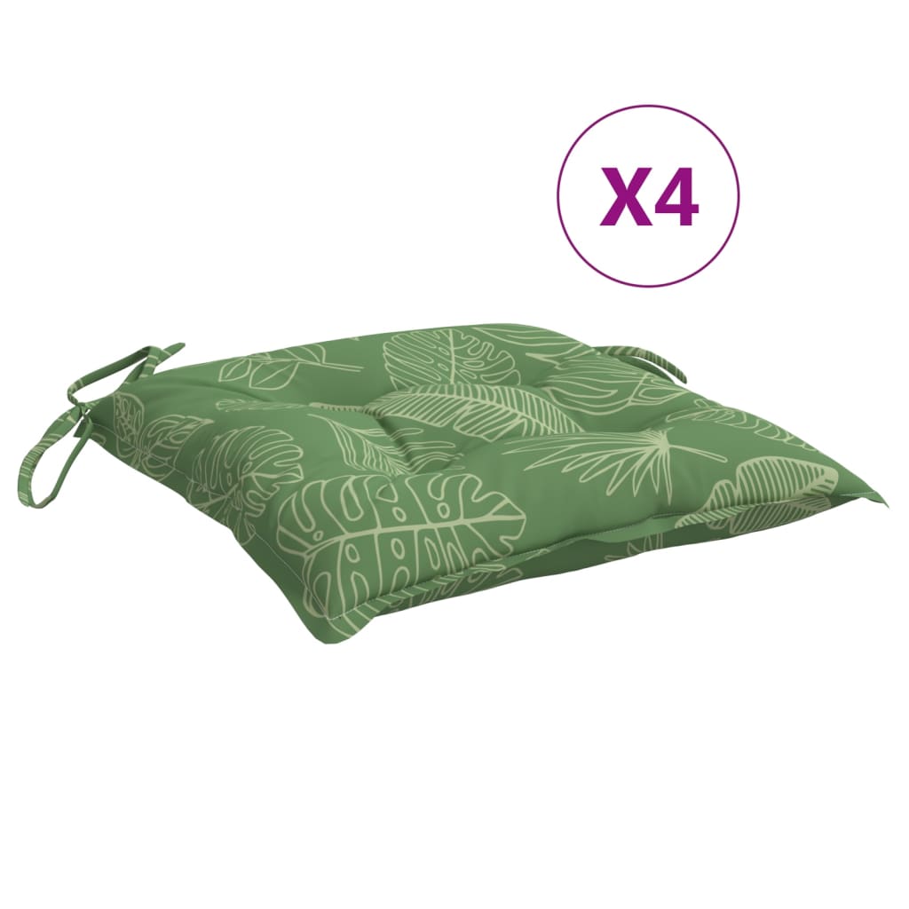 Cojines de silla de Vidaxl 4 PCS Patrón de hoja de 40x40x7 CM Fabric