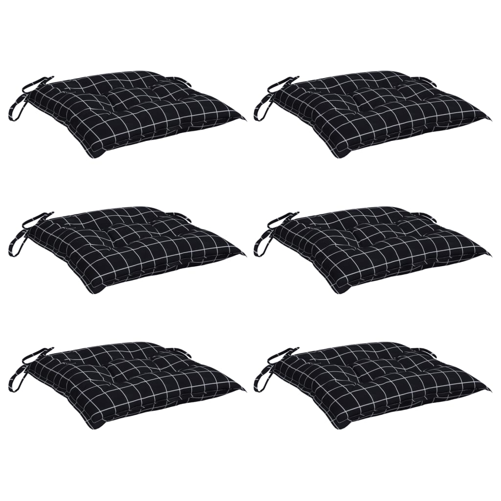Coussins de chaise vidaxl 6 ST 50x50x7 cm Tissu diamant motif noir