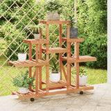 Vidaxl Plant Standard With Wheels 110x25X101 CM Solid Vurenhout