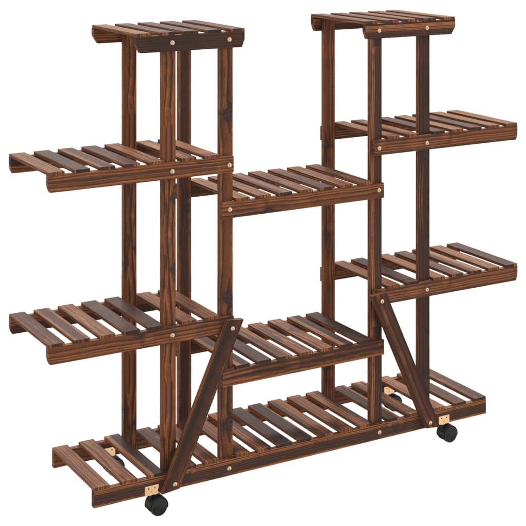 Vidaxl Plant Standard With Wheels 110x25x115 Cm Solid Vurenhout