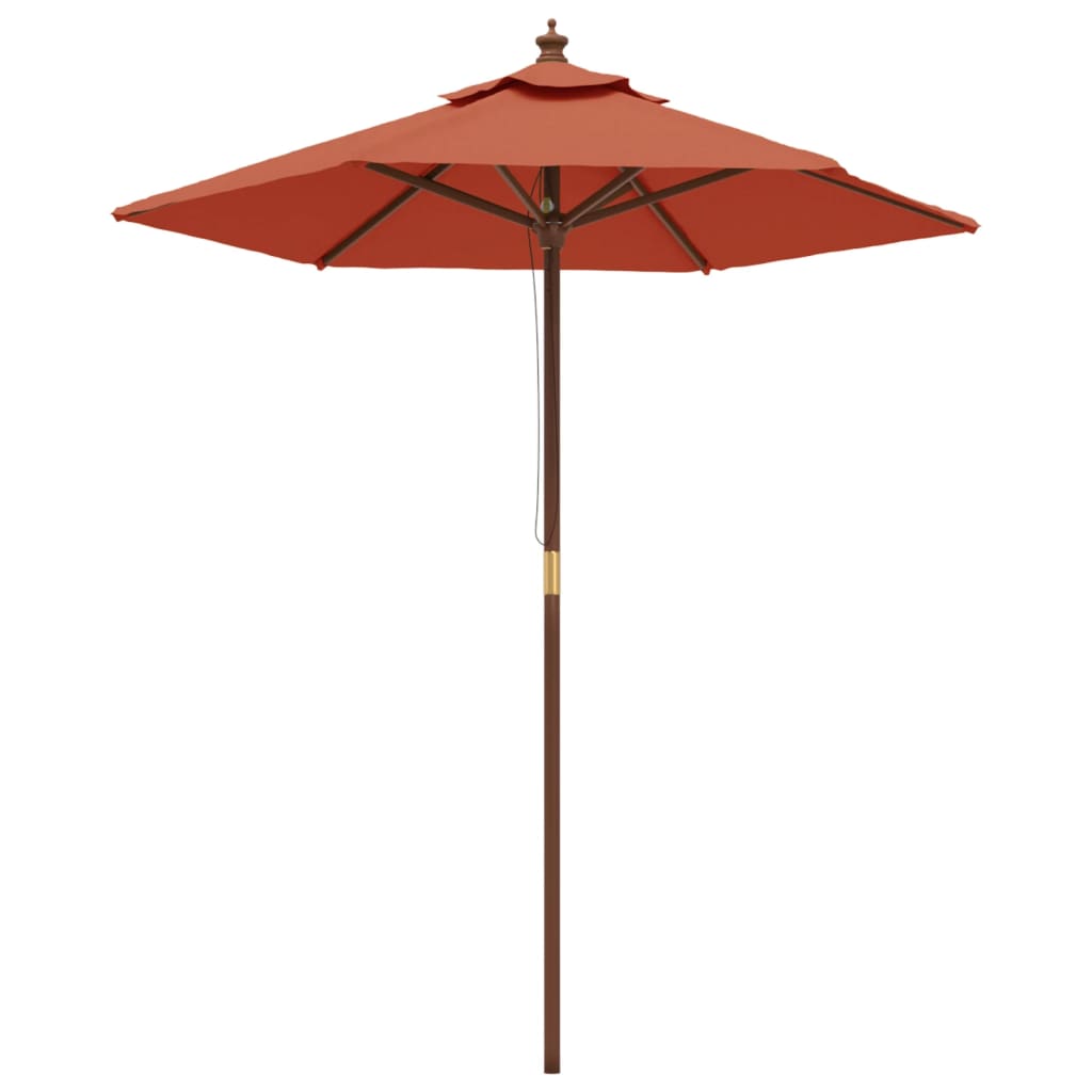 Vidaxl Parasol s dřevěným pólem 196x231 cm terakotta -