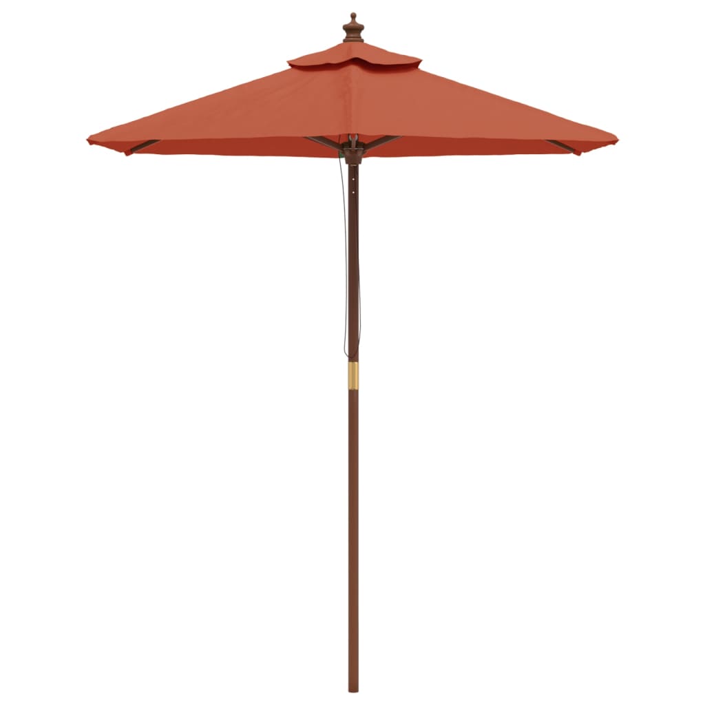 Vidaxl Parasol s dřevěným pólem 196x231 cm terakotta -