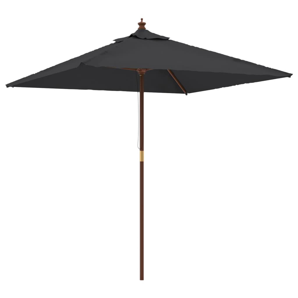 Vidaxl Parasol s dřevěným pólem 198x198x231 cm černá