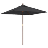 Vidaxl Parasol s dřevěným pólem 198x198x231 cm černá
