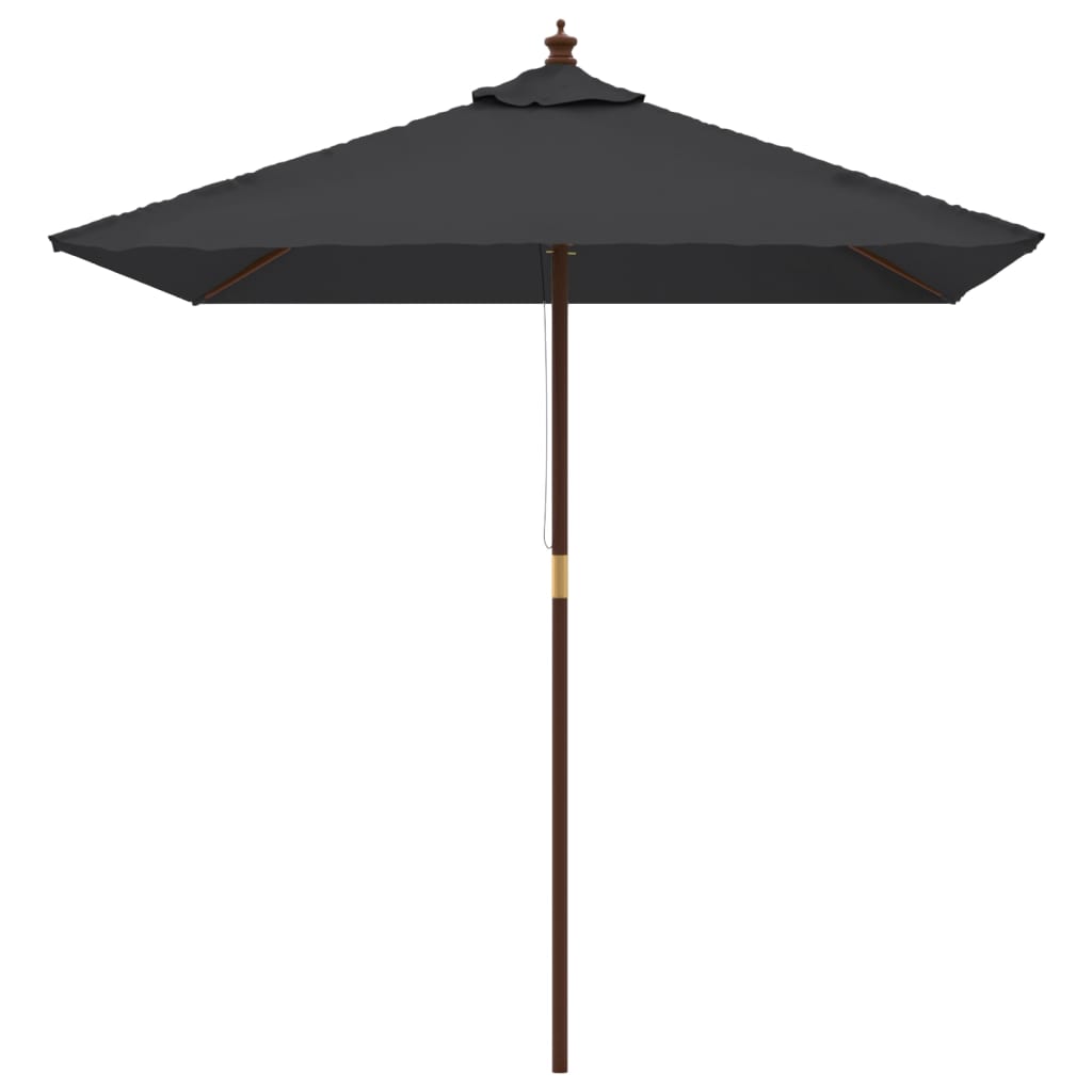 Vidaxl Parasol s dřevěným pólem 198x198x231 cm černá