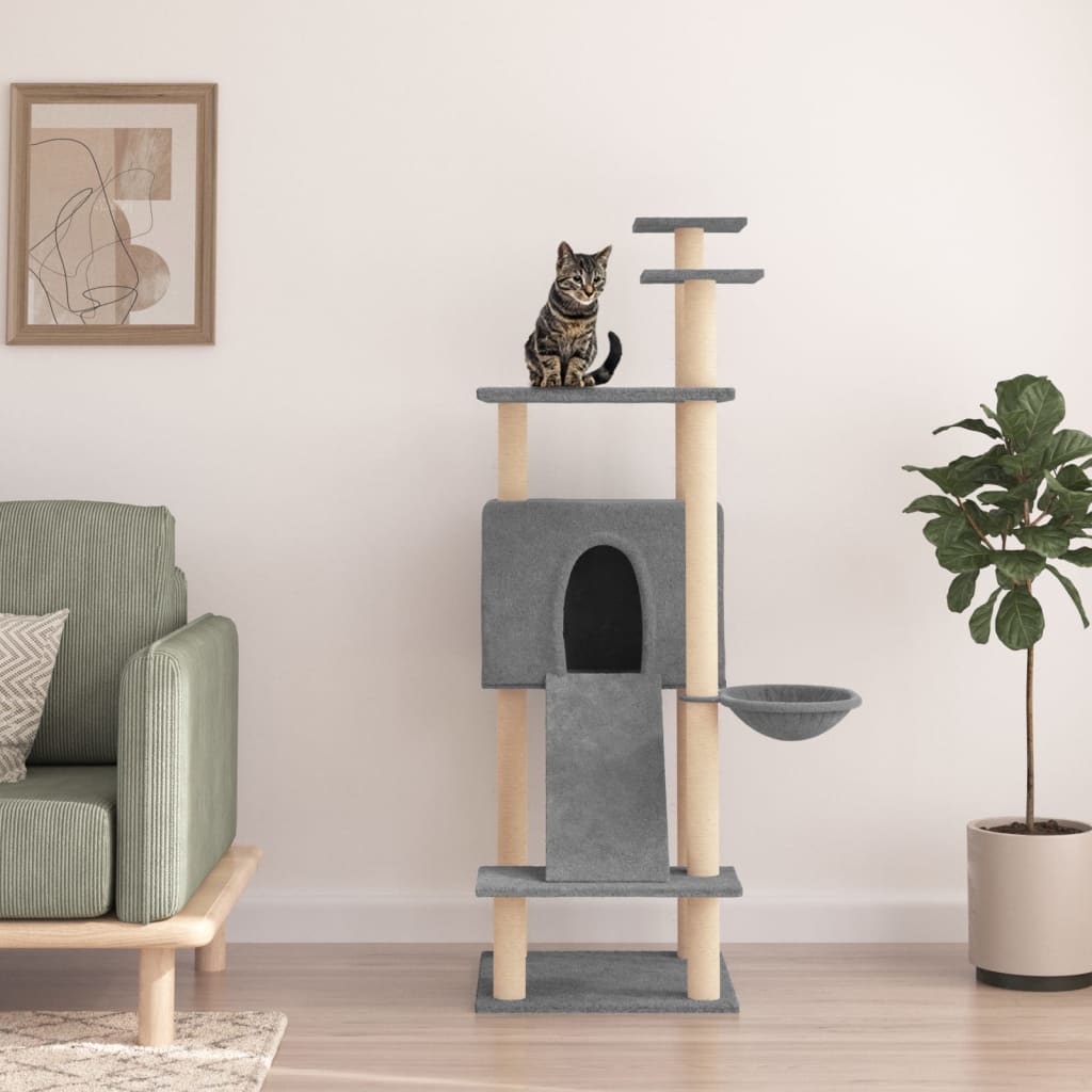 Nábytek kočičího nábytku Vidaxl s poškrábáním sisal 153 cm světle šedá