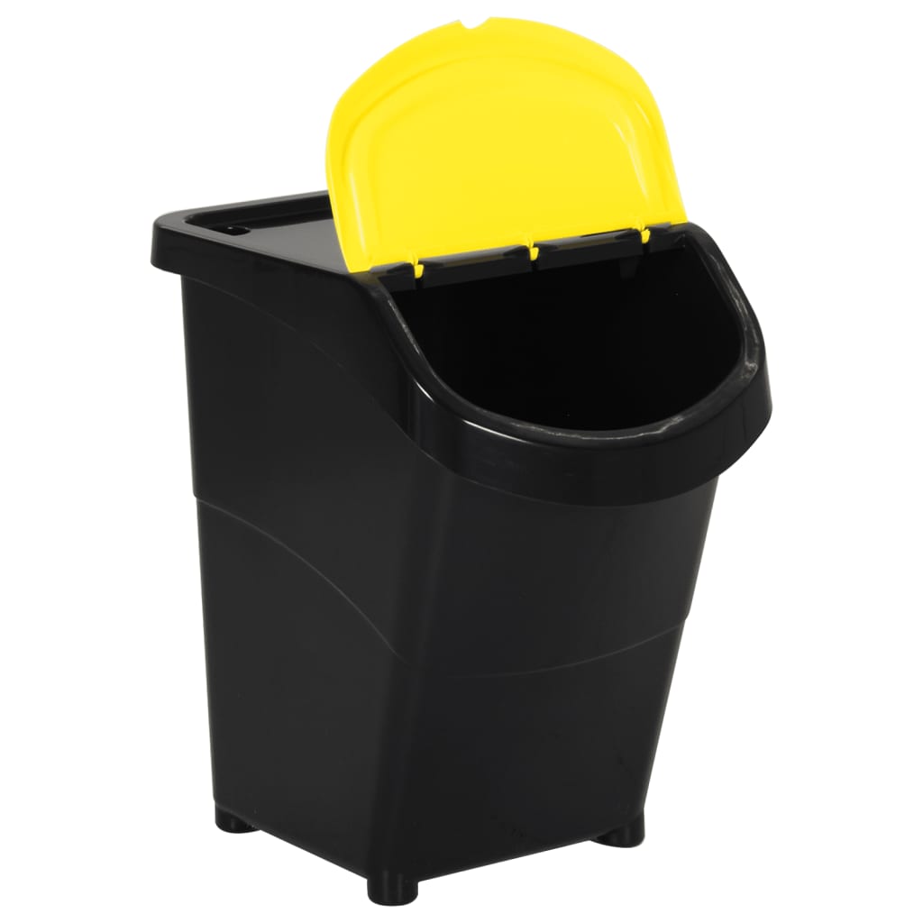 Bacs de déchets vidaxl avec couvercles empilables 3 st pp 120 l noir