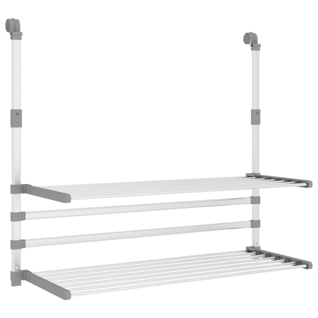 Rack di asciugatura Vidaxl per balcone 89x25x (60-95) CM Aluminium