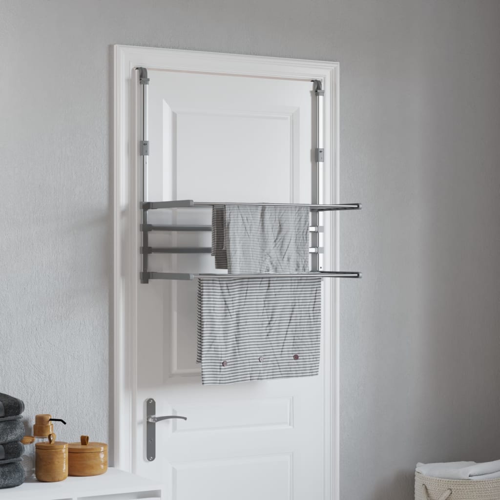 Rack di asciugatura Vidaxl per balcone 89x25x (60-95) CM Aluminium