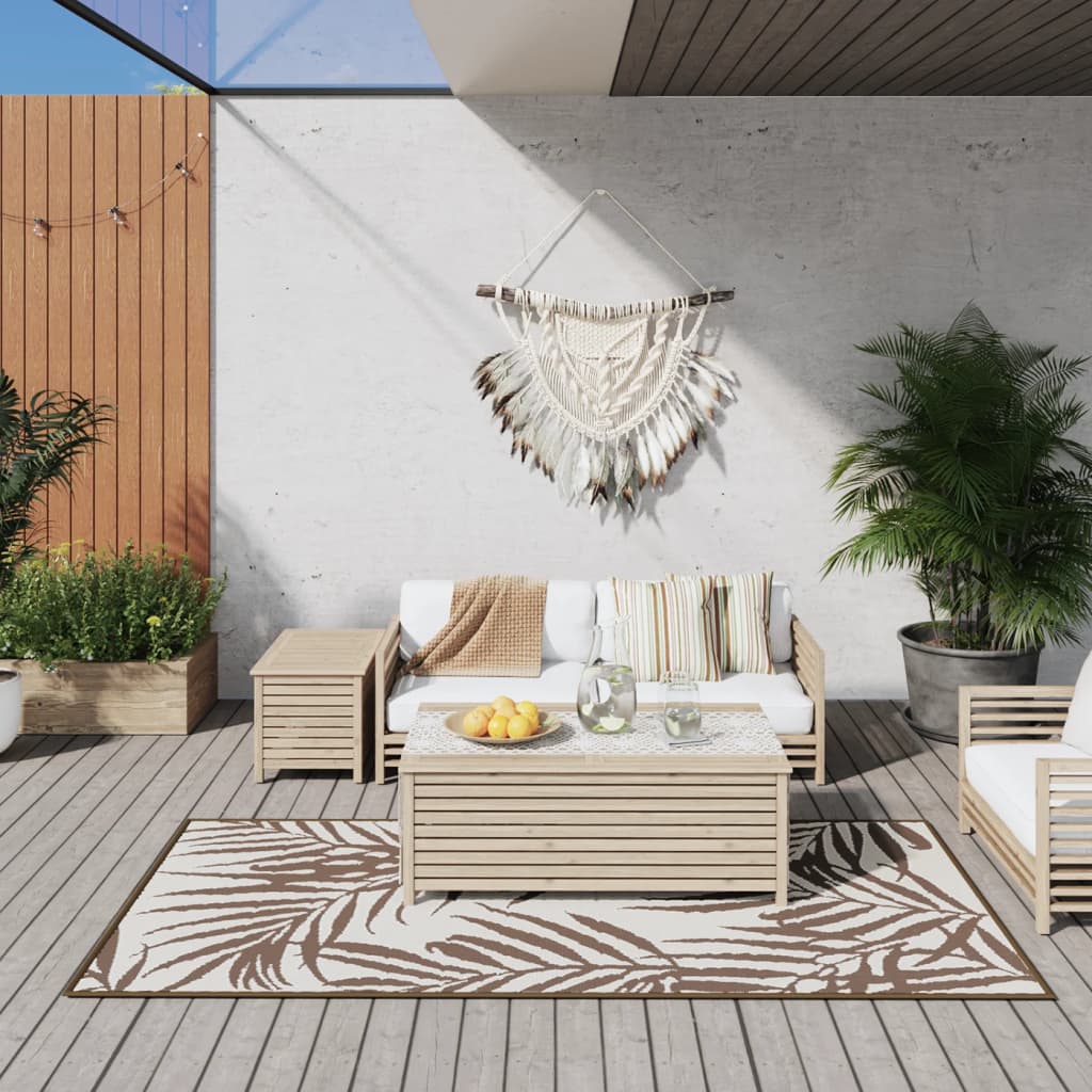 Vidaxl zunanja preproga reverzibilna 100x200 cm rjava in bela