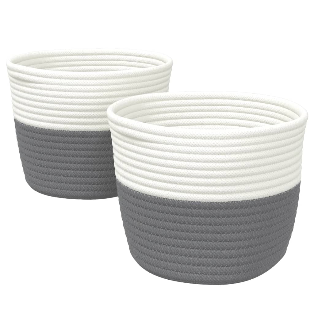 Vidaxl Storage koše 2 sts Ø 24x18 cm bavlna šedá a bílá