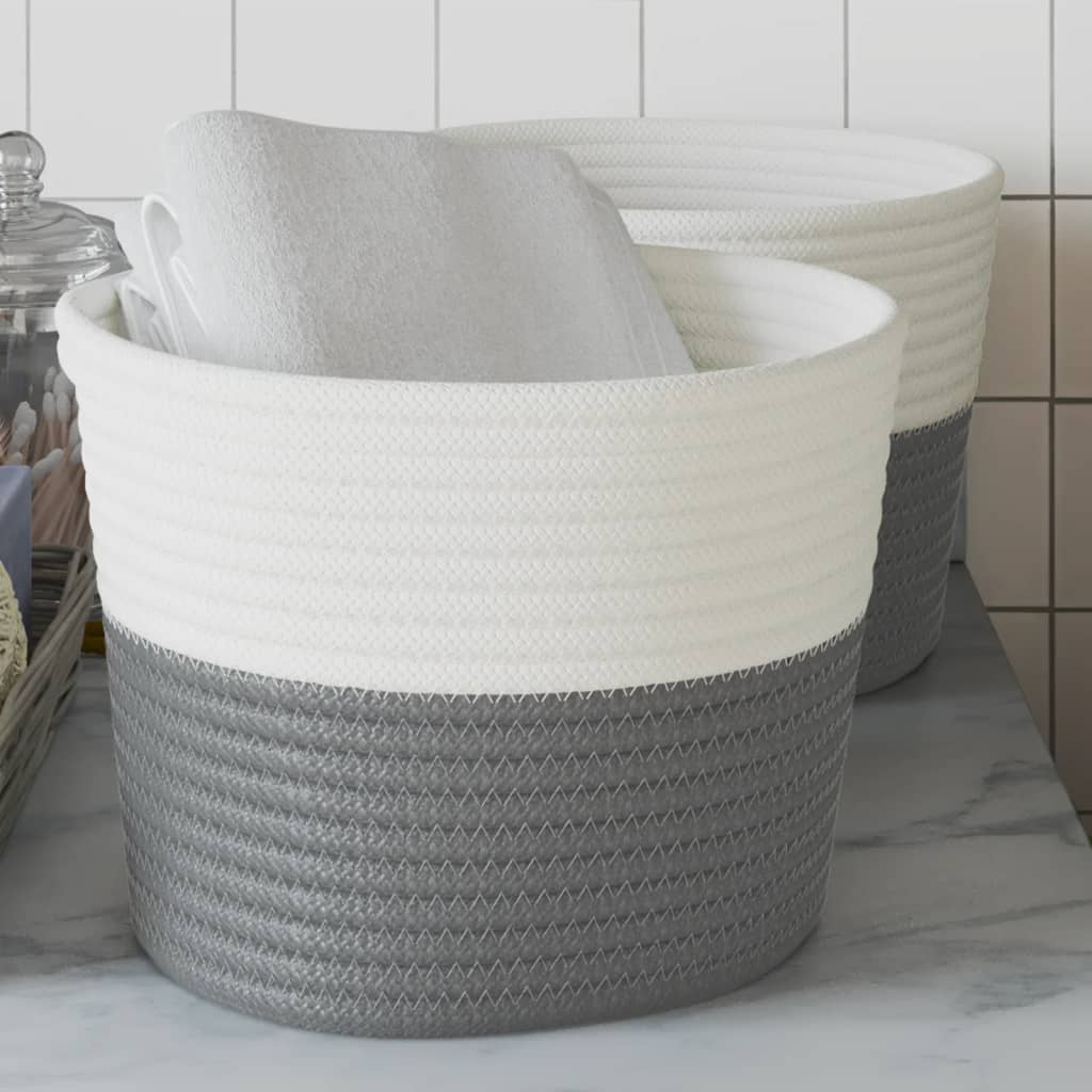 Vidaxl Storage koše 2 sts Ø 24x18 cm bavlna šedá a bílá