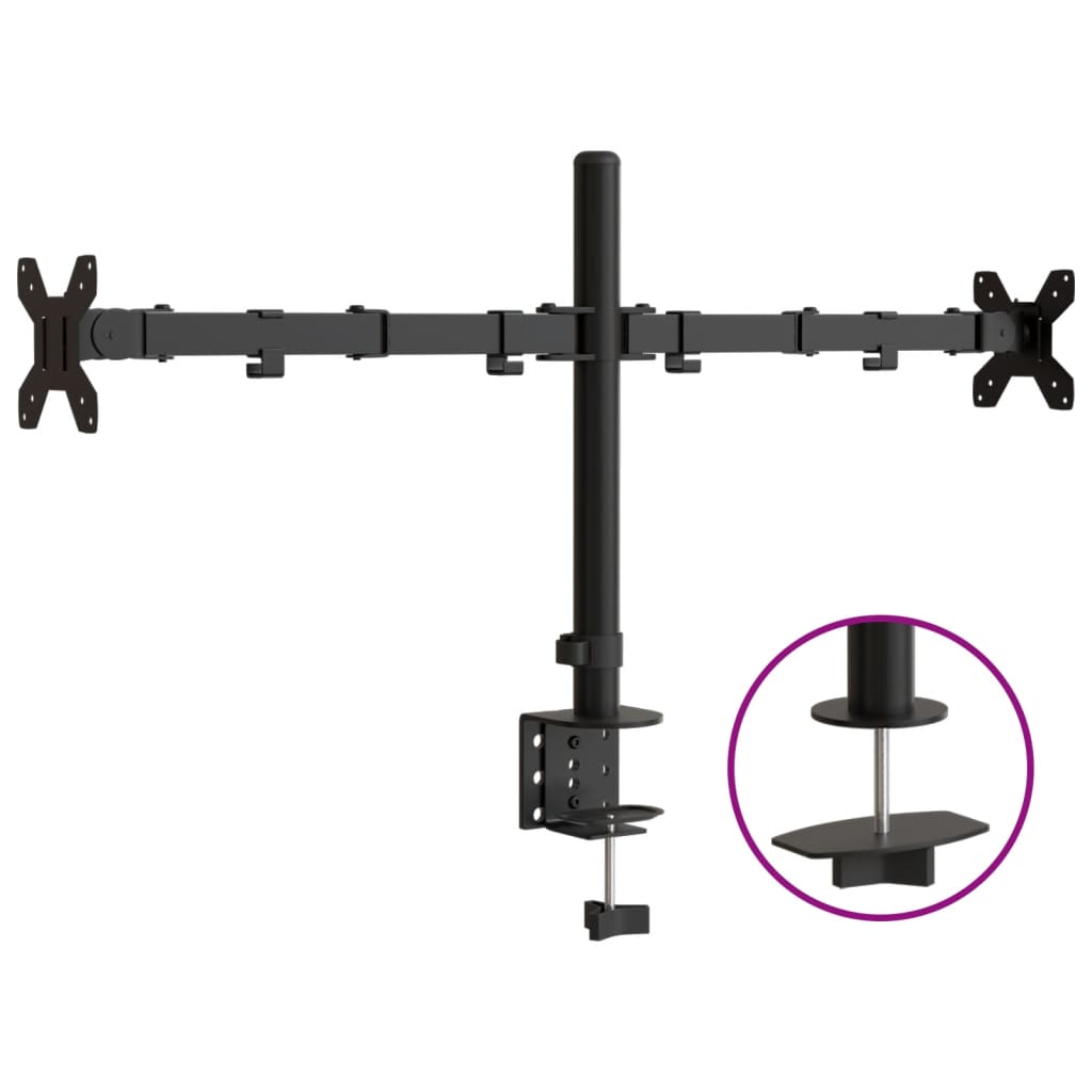 Vidaxl Monitor Standard Double Vesa 75 100 mm en acier noir
