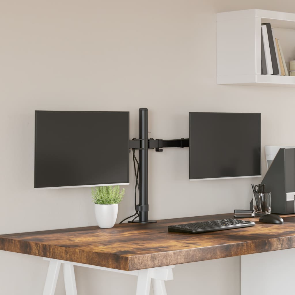 Vidaxl Monitor Standard Double Vesa 75 100 mm en acier noir