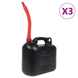 Vidaxl palivové nádrže 3 st s flexibilním výtokem černé 10 l plastů