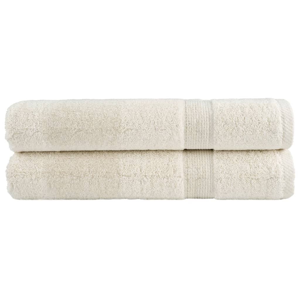 Vidaxl -håndklær solund 2 stk 600 g m² 100x200 cm krem ​​-farget