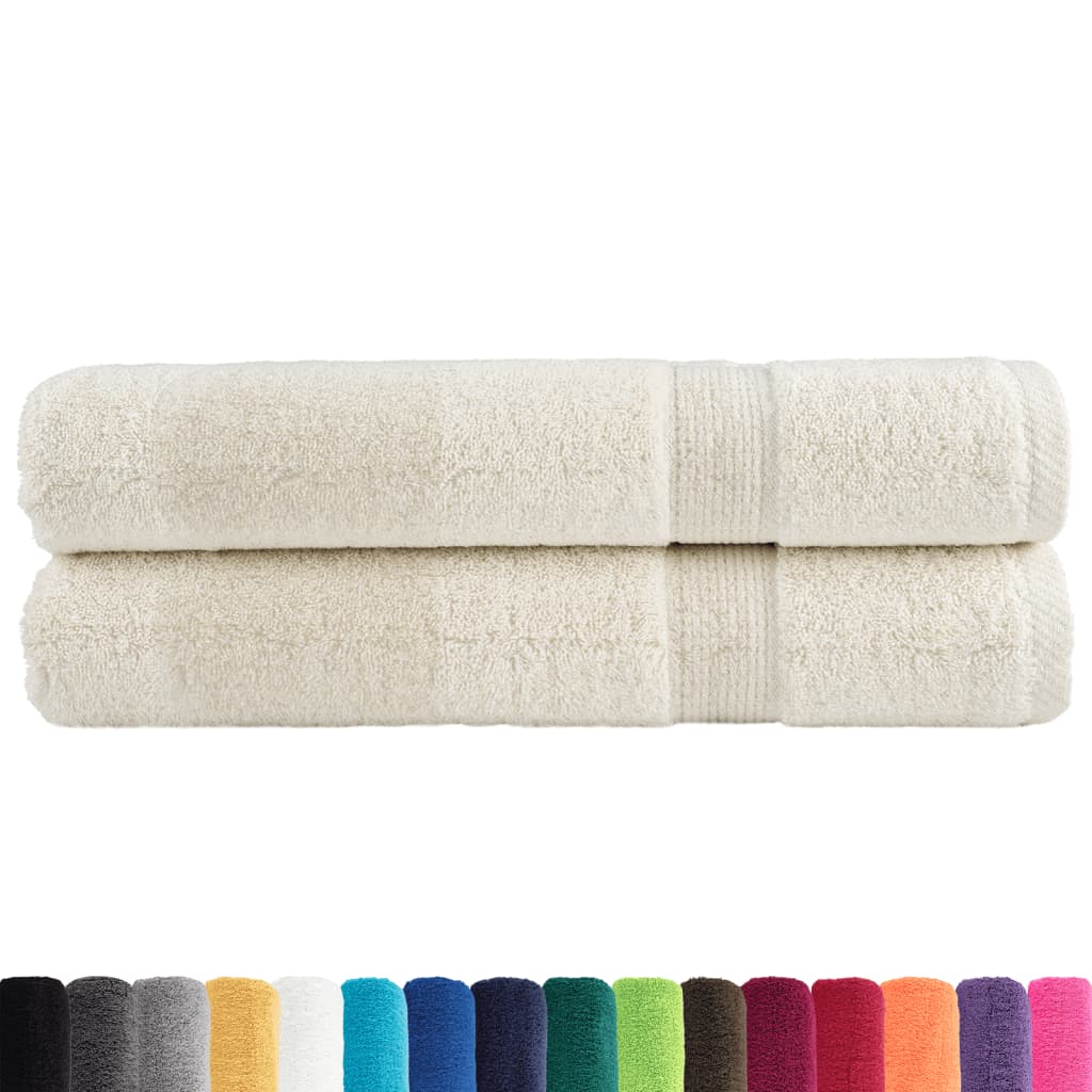 Vidaxl -håndklær solund 2 stk 600 g m² 100x200 cm krem ​​-farget