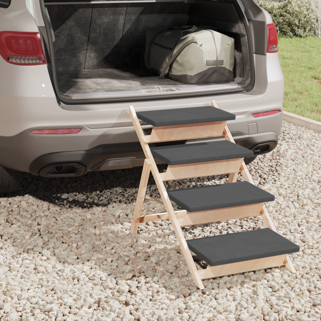 Escalera de perros de Vidaxl 105x47 cm de pino sólido gris gris