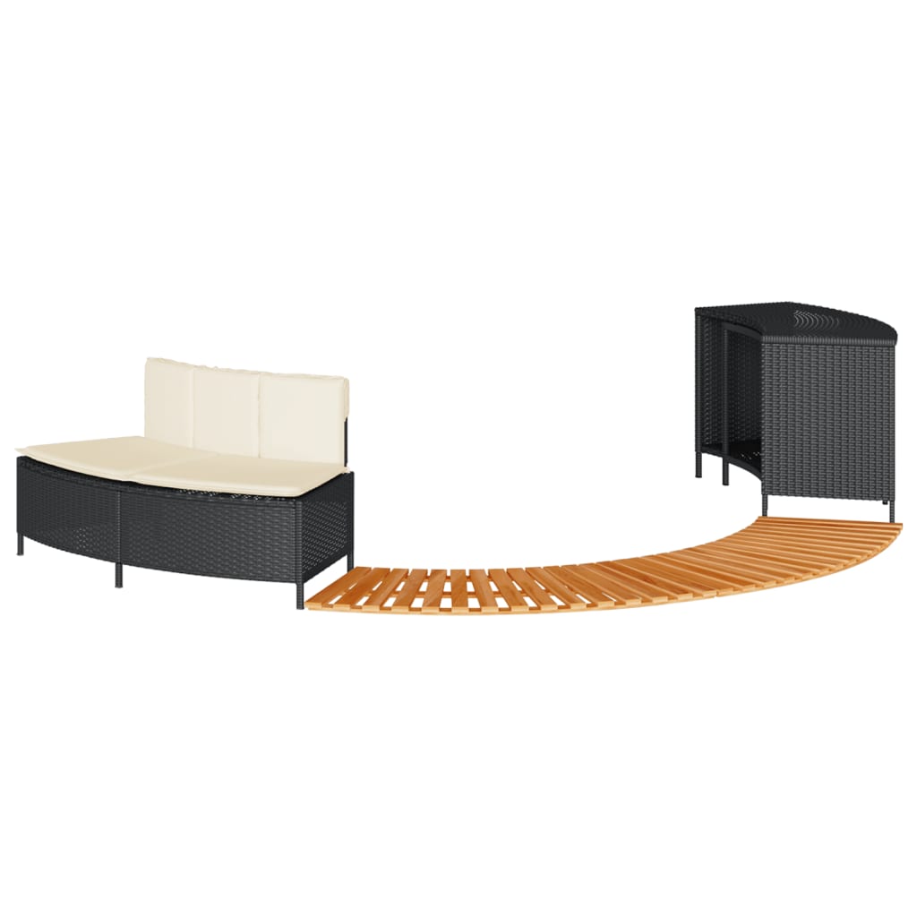 Vidaxl Hottub-Obouw Poly rattan i solidne acaciahout czarny