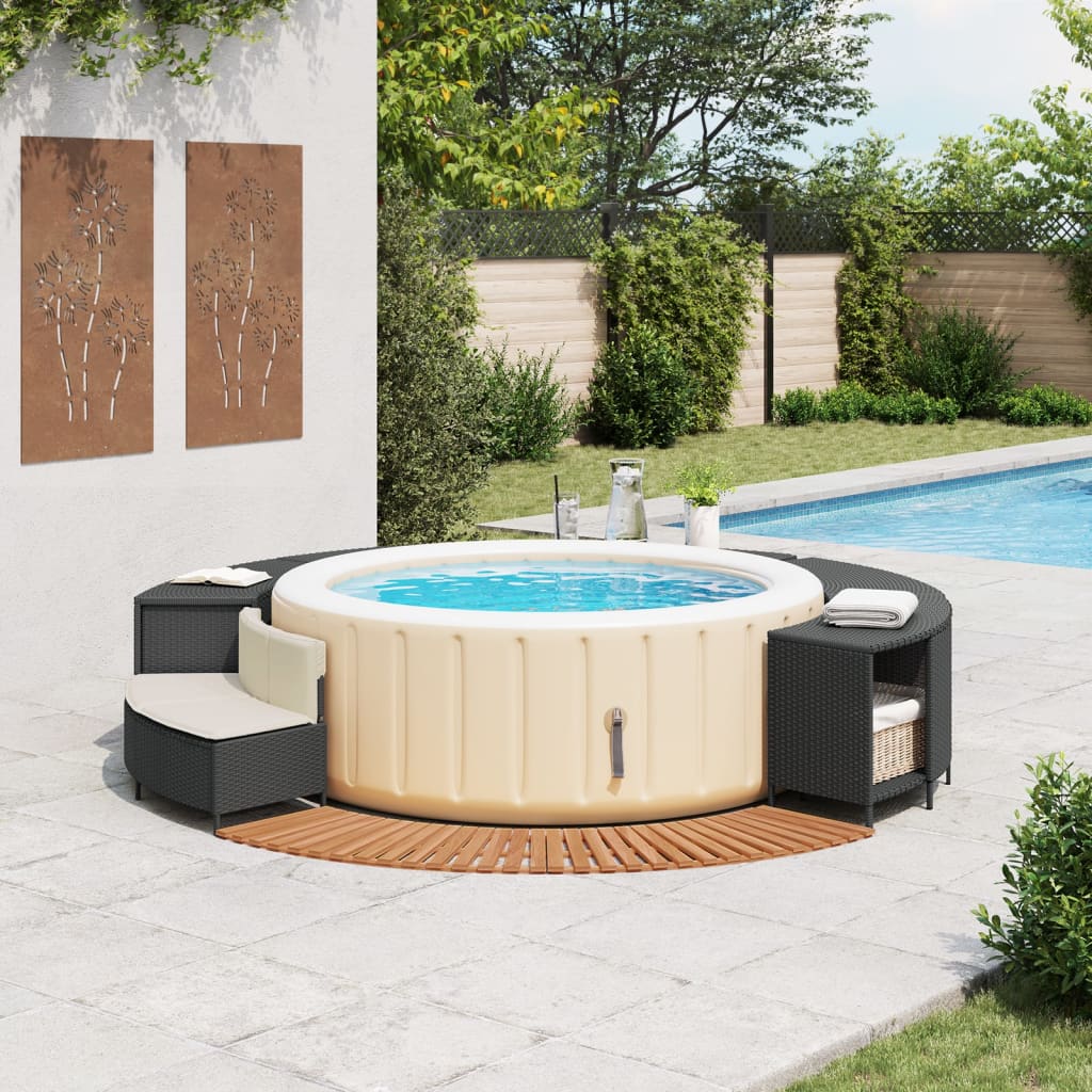 Vidaxl Hottub-Obouw Poly rattan i solidne acaciahout czarny