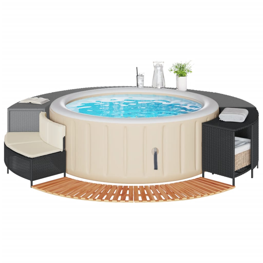 Vidaxl Hottub-Obouw Poly rattan i solidne acaciahout czarny