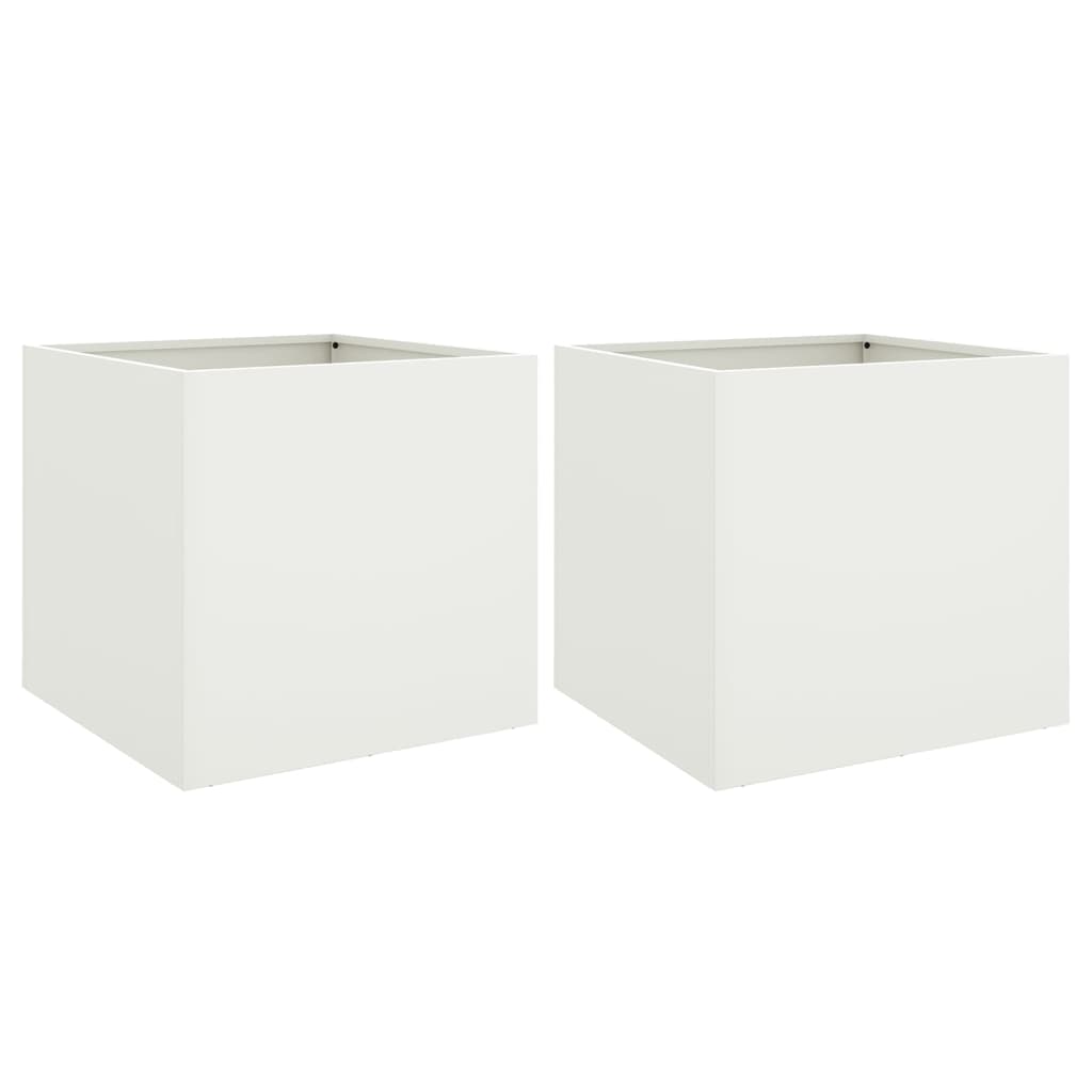 Vidaxl Planters 2 ST 42x40x39 cm en acier blanc