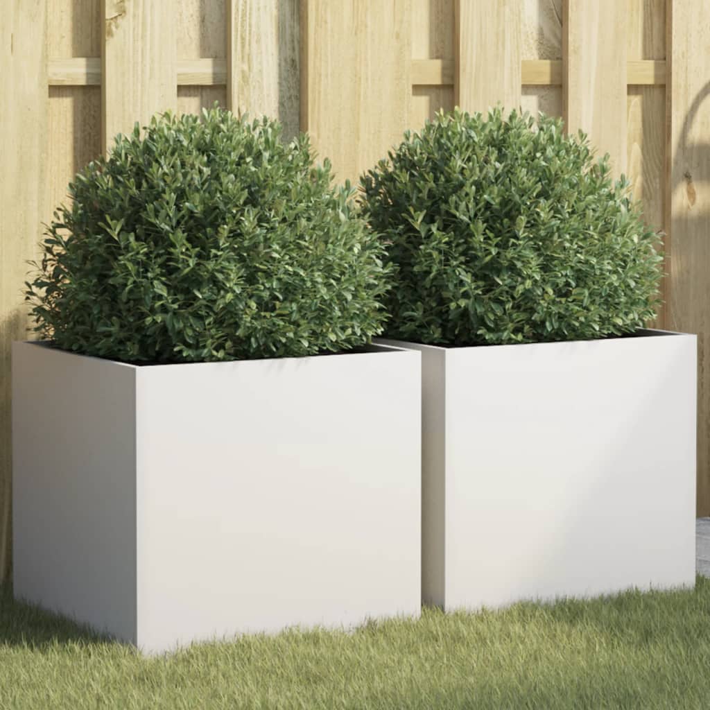 Vidaxl Planters 2 ST 42x40x39 cm en acier blanc