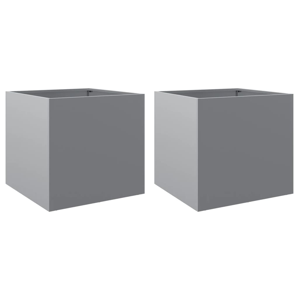 Vidaxl Planters 2 ST 42X40X39 CM Calwanowany stalowy kolor srebrny