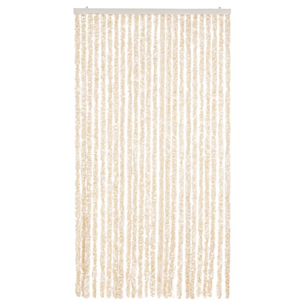 Cortina de mosca Vidaxl 100x220 cm chenille beige y blanco