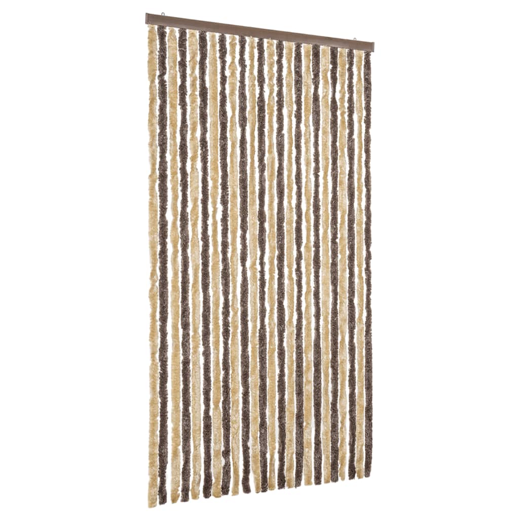 Vidaxl Fly Curtain 100x220 cm Chenille Dark Brown and Beige