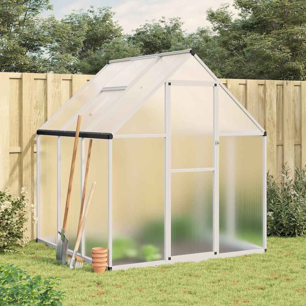 Vidaxl tuinkas z osnovnim okvirjem 169x169x195 cm aluminijaste srebro obarvano
