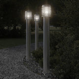 Vidaxl Lampada da pavimento esterno con presa da 110 cm in acciaio inossidabile in argento