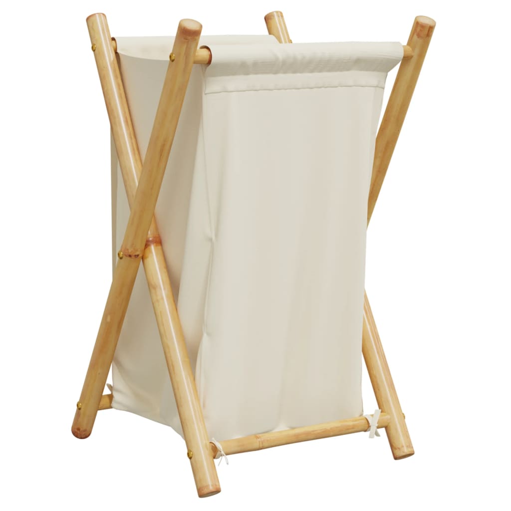 Vidaxl Laundry Basket 41,5x36x63,5 cm bambusový krém bílý