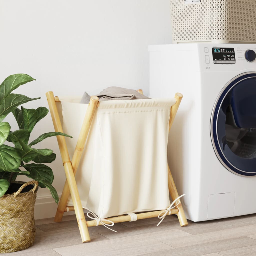 Vidaxl Laundry Basket 45x55x63,5 cm bambusový krém bílý