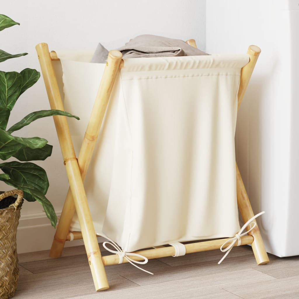 Vidaxl Laundry Basket 45x55x63,5 cm bambusový krém bílý