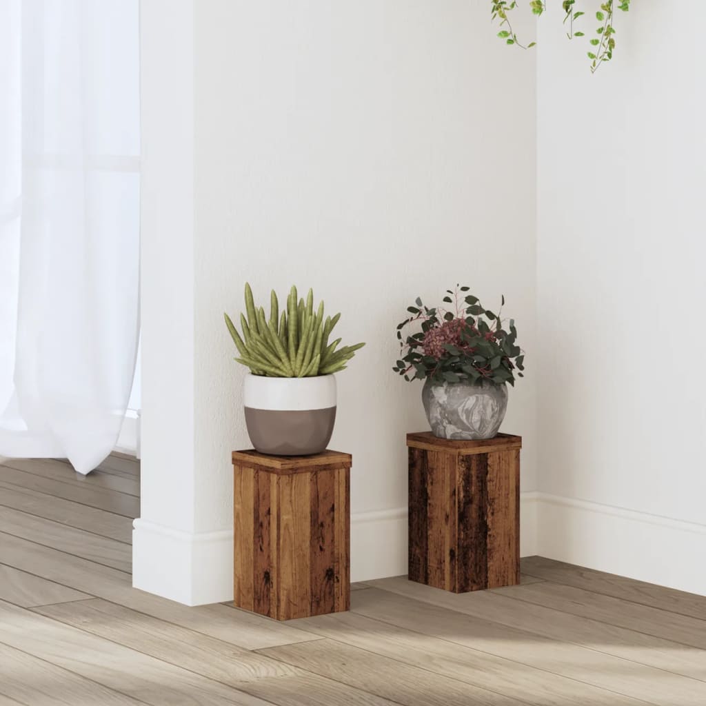 Standardy rostlin vidaxl 2 ks 10x10x18 cm Zpracované dřevo staré dřevěné barvy